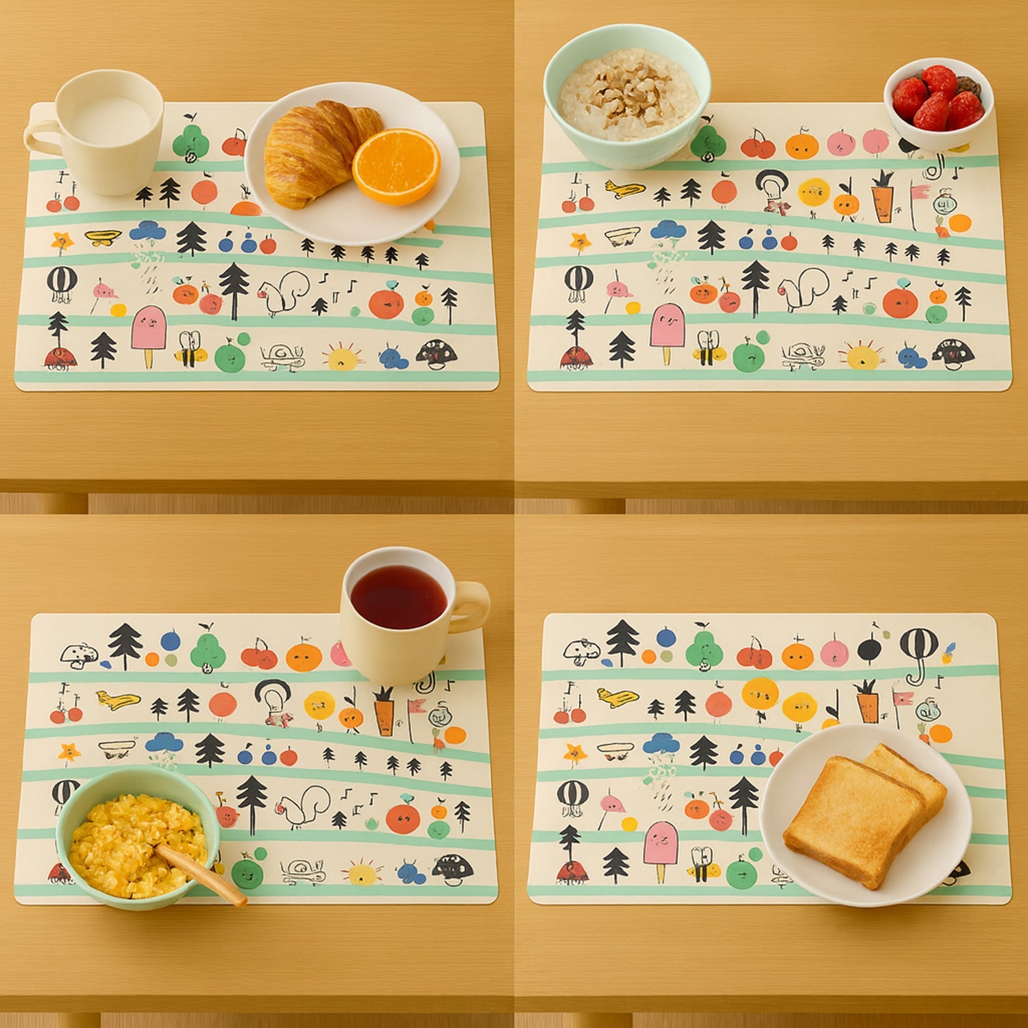 Colorful Cartoon Printed Dining Table Placemats for Kids (4 Pc / 40x30 Cm) Colorful Cartoon Printed Dining Table Placemats for Kids (4 Pc / 40x30 Cm)